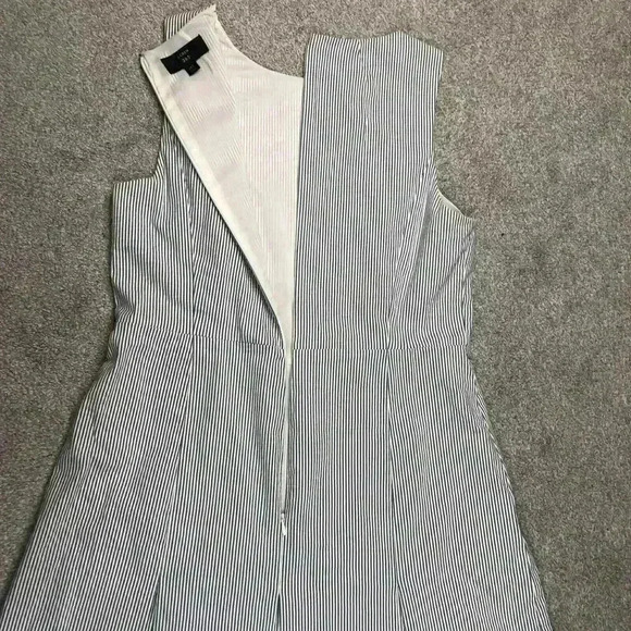 J Crew Womens Striped Round Neck Pleated Sleeveless Fit Flare Dress Size 14 Tall - Picture 9 of 10